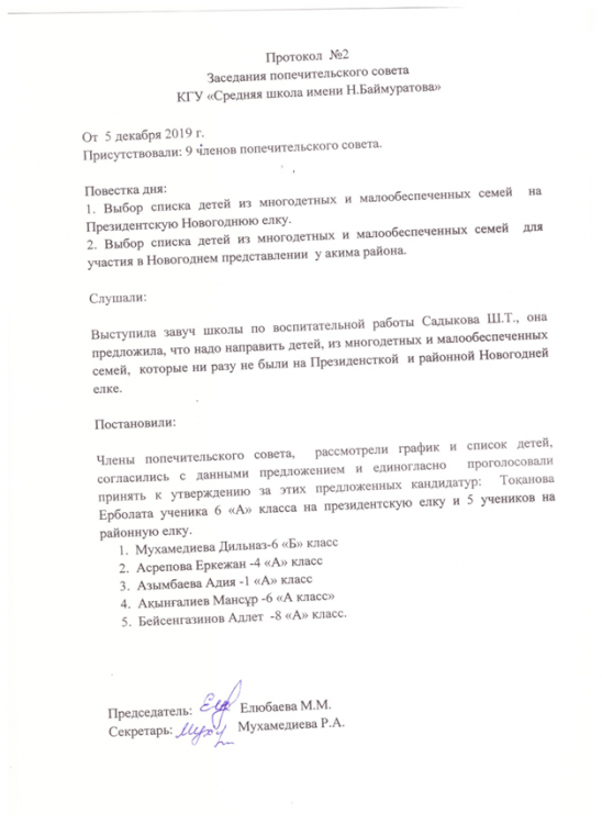 Протокол заседания Попечителького совета №2